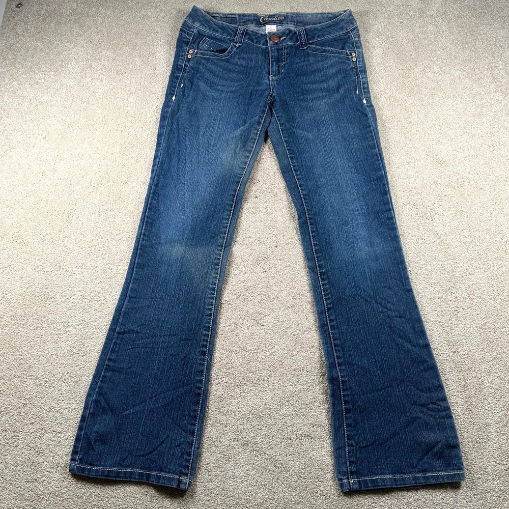 Candie's Bootcut Jeans Womens 7 Blue Denim Cotton Stretch Medium Wash Low Rise